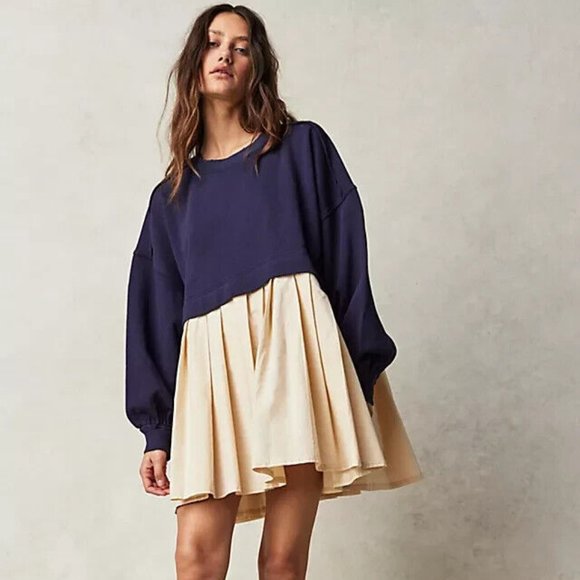 Free People Dresses & Skirts - Free People Eleanor Sweatshirt Tunic Dress Oversized Cotton Solid M New